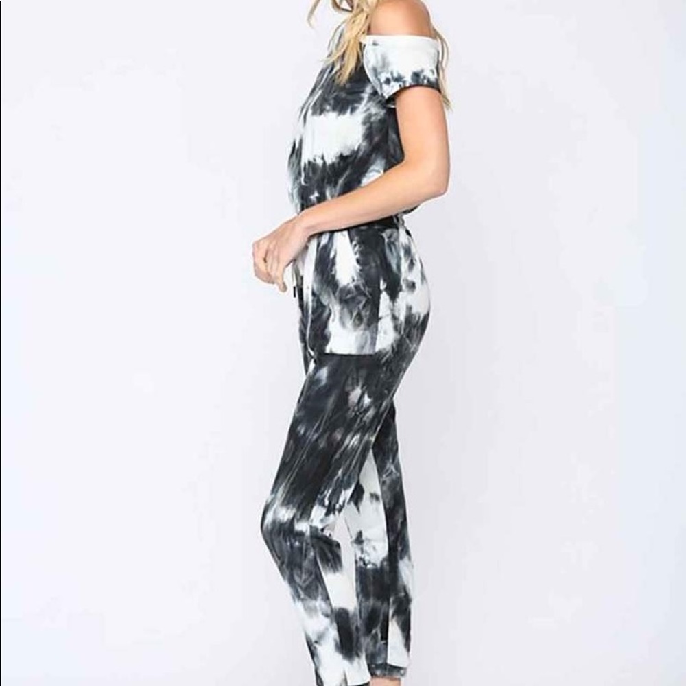 One Shoulder Tie Dye Jumpsuit